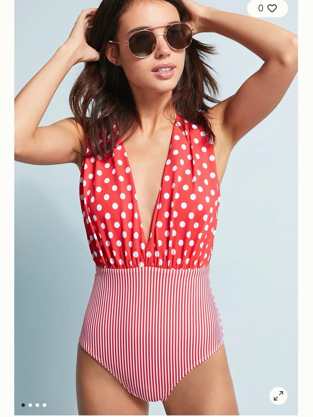 Anthropologie Red & White Polka Dot and Stripe One-Piece